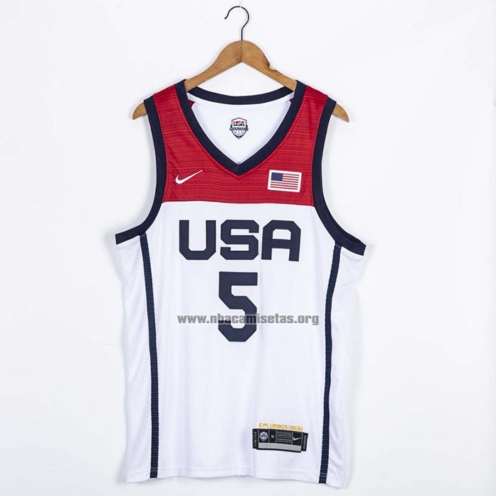 Camiseta USA 2021 Zach LaVine NO 5 Blanco